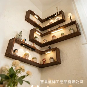 Wall Mounted <b>Corner</b> Display Rack 20x40x8cm With <b>Led</b> <b>Light</b> For Figurine And Toy Storage Shelf - Product Image 2