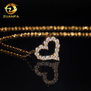 EE. UU. Stock local Envío rápido Pequeños dijes de corazón 925 Plata <span class=keywords><strong>Moissanite</strong></span> Pass Diamond Test Collar de corazón chapado en oro para mujeres - Product Image 5