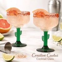 Verre à shot Art Déco Cactus 350 ml en verre borosilicate, verres à cocktail, coupe Margarita, articles de bar pour fête, cadeau Saint-Valentin