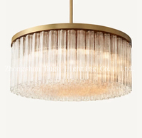 Lustre rectangulaire Ceilo moderne de luxe en laiton massif suspension en verre pour îlot de cuisine