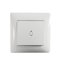 Bouton poussoir de sonnette de porte domestique en matériau PC, norme européenne, unipolaire, interrupteur mural 10A