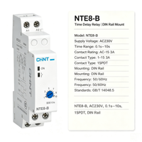 Relais temporisé CHINT NTE8 sur rail DIN, temporisation réglable de 0,1s à 480s, tension 5A AC/DC, modes de temporisation multiples, certifié CE, affichage LED