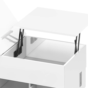 <span class=keywords><strong>Table</strong></span> <span class=keywords><strong>basse</strong></span> blanche relevable avec tiroirs et éclairage LED, finition brillante, avec prises électriques pour salon - Product Image 6