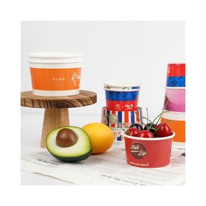 Custom to Go Degradable Sundae Yogurt Dessert Containers <b>Disposable</b> Ice Cream Paper <b>Cup</b> With Lids - Product Image 1