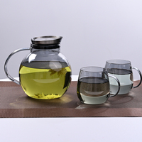Vente en gros 1,7 L service à thé en verre à boire résistant à la chaleur en borosilicate fait à la main