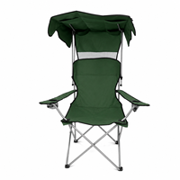 Chaise à baldaquin pliable d'extérieur moderne en fer Hangrui avec porte-gobelet de protection solaire et accoudoirs rembourrés pour les parcs de camping et les restaurants