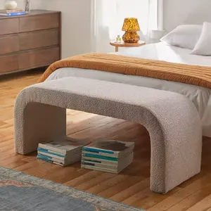 Upholstered Footrest Storage Ottoman Sienna Boucle Bench For Entryway