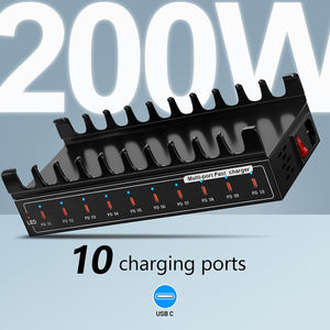 Estación de Carga USB C de 10 Puertos, Regleta de Alimentación USB C de <span class=keywords><strong>200W</strong></span> con Puertos de Carga Rápida PD3.0, Base de Carga USB-C Multi-Puerto para Teléfonos - Product Image 3