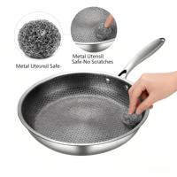 Wajan Penggorengan Anti Lengket Desain Modern Grosir, Wajan Sarang Lebah Stainless Steel dan Wajan Kecil, Kompatibel dengan Kompor Induksi