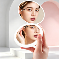 Miroir cosmétique compact portable multifonctionnel éclairé à double face avec rabat pour étudiantes et jeunes filles – Petit miroir pliable pour retouches rapides