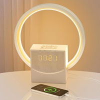 Jam Alarm Lampu Bangun Tidur Plastik LED Sunrise Sleep Machine Speaker White Noise Layar Sentuh Lampu Malam untuk Kamar Tidur