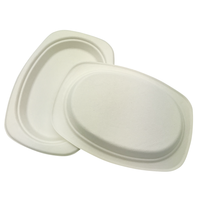 Assiettes ovales robustes 9x6 pouces en bagasse de canne à sucre, compostables, écologiques, résistantes aux fuites et aux coupures, vaisselle jetable