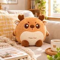 Peluche cerf ronde de haute qualité, fabrication sur mesure, broderie de logo personnalisé, jouet en peluche personnalisé, cadeaux pour enfants