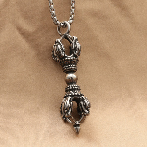 yunnique <b>Titanium</b> Steel Vajra Pendant Spike Retro Geometric Men's Necklace Stainless Steel Fashion Jewelry - Product Image 1