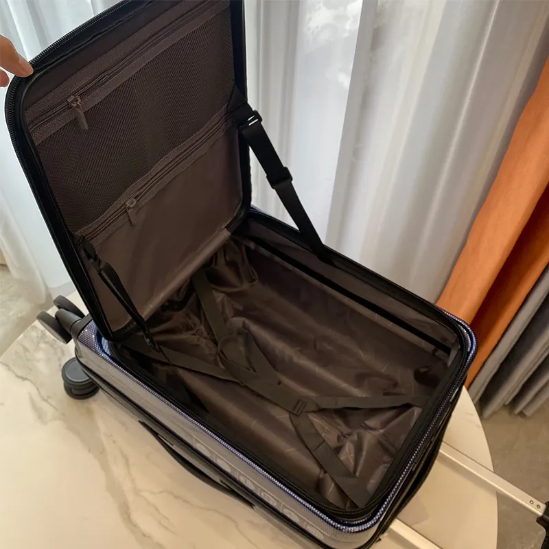 Vendite calde PC colore blu trend borsa per Computer portatile borse da viaggio aperte sul davanti bagaglio a mano
