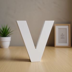 Lettre en bois V blanche, décoration murale 3D pour la maison ou le bureau - Product Image 3