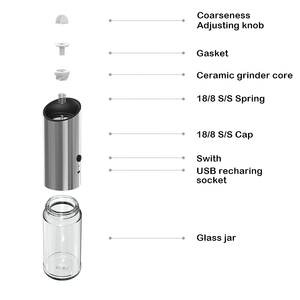 Moulin à épices <span class=keywords><strong>automatique</strong></span> en acier inoxydable 2 en 1, moulin à sel et à poivre électrique rechargeable par USB - Product Image 6