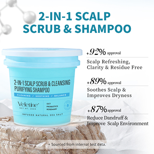 Etiqueta privada Champú para masaje del cuero cabelludo Limpieza calmante Cabello refrescado Sal Marina Orgánica <span class=keywords><strong>2</strong></span> en 1 Exfoliante y champú - Product Image 2