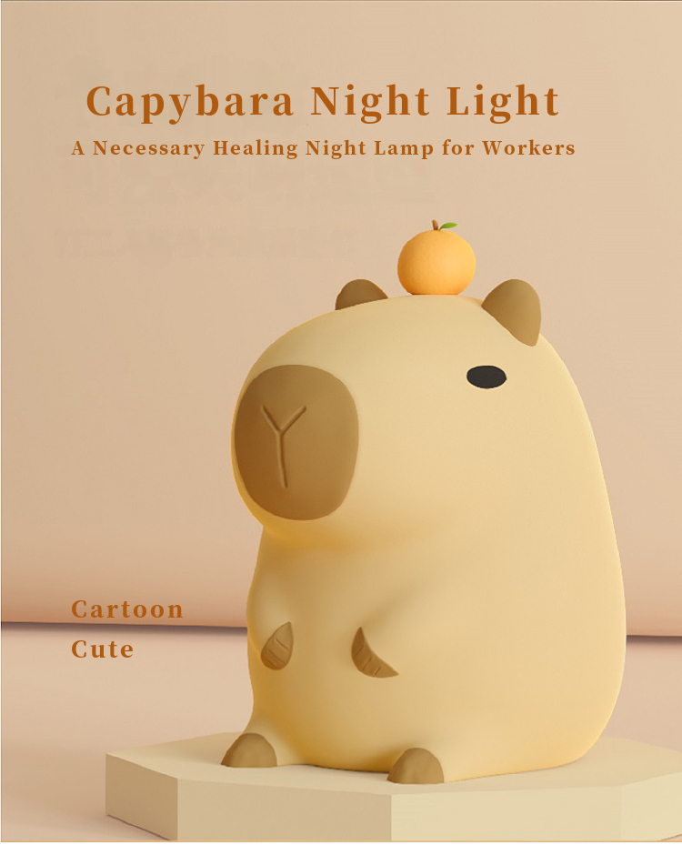 Modern Cute Cartoon Capybara LED USB Mini Night Light Touch Control Warm White Silicone Kids' Bedroom Home Light Projector Gift