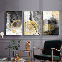 3 pièces abstraites or blanc et gris cristal porcelaine peinture art mural pour la décoration de la maison impression sur toile affiches