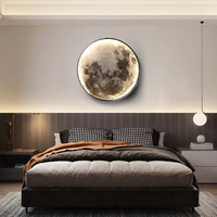 Lampe murale moderne et créative minimaliste en forme de lune avec LED en fer et acrylique, à intensité variable, pour couloir, salon, chambre à coucher
