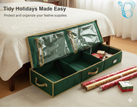 Sacs de rangement transparents rectangulaires pour décorations de Noël, emballages cadeaux, rubans en tissu, capacité 35L