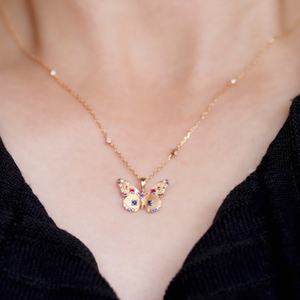Aazuo Luxury Jewelry 18K <b>Rose</b> <b>Gold</b> Real Natural Sapphire Real Diamonds Butterfly <b>Pendant</b> <b>Necklace</b> Engagement Wedding Gift Women - Product Image 6