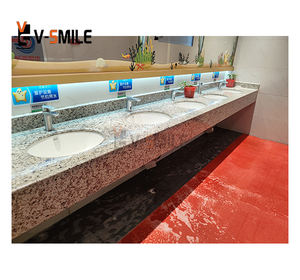 Juego de tocador de baño blanco y gris personalizado Gabinete de baño superior de mármol moderno de lujo con lavabo de cerámica - Product Image 5