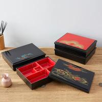Boîte à bento rectangulaire de style japonais en plastique ABS avec couvercle et compartiments multiples durables pour sushis, collations et repas