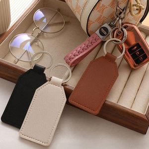 Wholesale Plain Blank Pu Leather Keychain Multi Color Minimalist Fob Metal <b>Ring</b> for Daily Bag & Car <b>Key</b> Accessory - Product Image 3