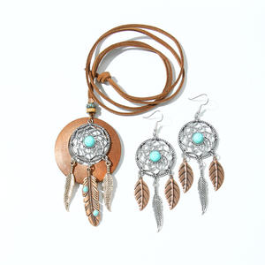 مجموعة مجوهرات نسائية عرقية للبيع بالجملة ، مجموعة أقراط قلادة أكسسوارات زهور من Dreamcatcher لحفلات الزفاف والذكرى السنوية للحفلات الموسيقية - Product Image 6