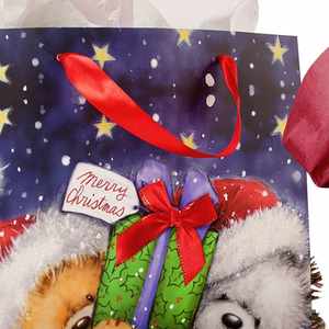 Bolsas de regalo de Navidad 8 "* 4" * 10 "Bolsa de regalo de osos de Navidad con asas están hechas de cinta de satén rojo suave a juego - Product Image 4