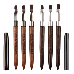 Wooden Handle Nail Brush Big Square Round Head Phototherapy <b>Builder</b> Gel Pen Custom Logo Salon Manicure Nail Art Brush - Product Image 1