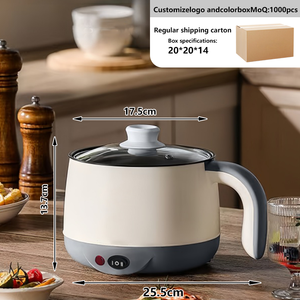 Marmite électrique tout-en-un pour dortoir 1,8 L avec ensemble de cuiseur vapeur pour usage domestique et hôtelier en extérieur, durable - Product Image 4