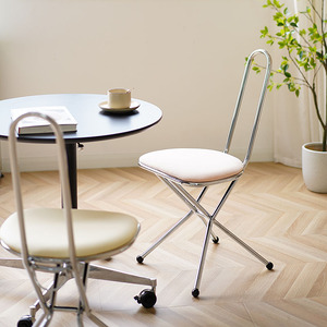 Silla de Comedor Plegable Nórdica con Estructura Metálica y Cojín de Terciopelo para Hogar, Oficina, Cafetería, Tocador de Maquillaje, Accesorio de Fotografía Estilo Ins - Product Image 5