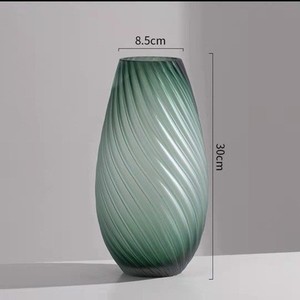 Creative Glass Vase Flower Arrangement Striped Grass Green Frosted Hotel <strong>Dining</strong> <strong>Table</strong> Thickened Flower Pot Model Room <strong>Ornaments</strong> - Product Image 6