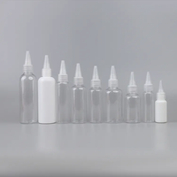 Flacon compte-gouttes transparent en PET avec bouchon à bec verseur pour huile capillaire, disponible en 50ml, 100ml, 150ml, 200ml, 250ml, 500ml