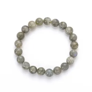 Grade A Natural Labradorite Stone Beaded Bracelet Lucky Women Men Yoga Bracelet India Buddha Power Jewelry Gift