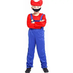 Kinder Jungen Cosplay Jumpsuit ausgefallenes Rollenspiel Outfit Halloween-Geschenk Klempnerkostüm