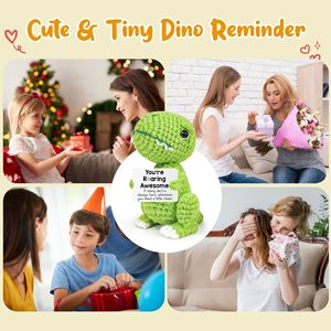 Dinosaure en Crochet Inspirant et Joyeux, Fait Main, Mignon, pour un rappel émotionnel, un soutien encourageant, un cadeau amusant, idéal pour les anniversaires et les cadeaux de petite taille - Product Image 4