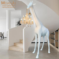 Lampadaire Girafe Style Nordique, Lustre LED en Cristal, Grande Sculpture en Fibre de Verre Haute Luminosité pour Hall d'Hôtel, Villa, Salon