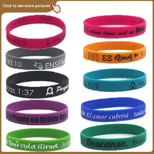 Venta caliente Biblia <span class=keywords><strong>española</strong></span> cita religiosa pulsera <span class=keywords><strong>de</strong></span> silicona adulto fe oración pulsera <span class=keywords><strong>de</strong></span> silicona - Product Image 2