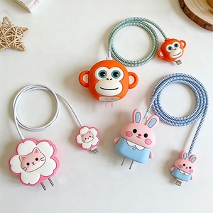 Étui de protection en silicone pour câble de chargeur de dessin animé personnalisé, étui de protection créatif mignon 3D pour câble de charge USB, housse de protection souple - Product Image 2