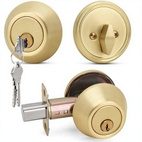 Serrure à pêne dormant Cylock D01 pour porte extérieure, fonctionnement à clé unilatérale, finition laiton satiné, serrure de sécurité antivol robuste