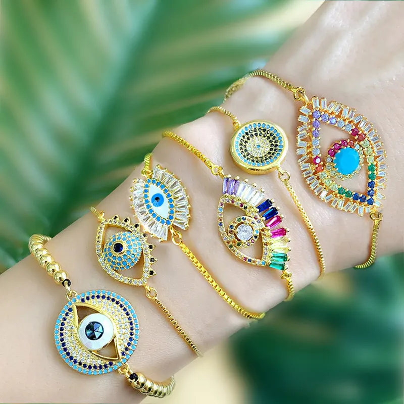 Good Supplier Wholesale Gold Evil Eye Bracelet Women Lucky Jewelry Evil Eye Tennis bracelet women jewelry