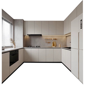 Mobili da <span class=keywords><strong>Cucina</strong></span> e <span class=keywords><strong>Soggiorno</strong></span> di Lusso in Legno Massello, Design Europeo <span class=keywords><strong>Moderno</strong></span> Minimalista Personalizzato, Armadi Alti da Parete Bianchi - Product Image 5