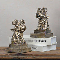 Porte-livres décoratifs vintage en résine, statues de Schnauzer, pour étagères, bureau, maison, bibliothèque