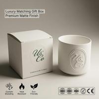 Boîte à bougie en céramique de luxe avec logo personnalisé, gaufrage, finition mate blanche, contenant pour bougie parfumée, emballage cadeau