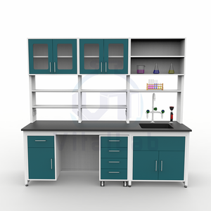 Tavolo da Laboratorio in Metallo Resistente con Telaio a H e <span class=keywords><strong>Piano</strong></span> <span class=keywords><strong>di</strong></span> Lavoro in Resina Fenolica, Design Moderno per Uso Farmaceutico e Medico - Product Image 4