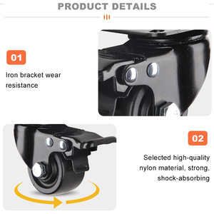 70kg 80kg 200kg 300kg Đen Castor Bánh xe Nylon phổ thấp trọng lực Caster - Product Image 4